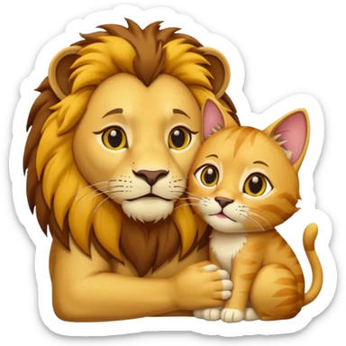 Animal Gato acariciando las orejas de un leon sticker