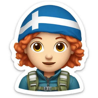 a red hair female on everest with greek flag sticker