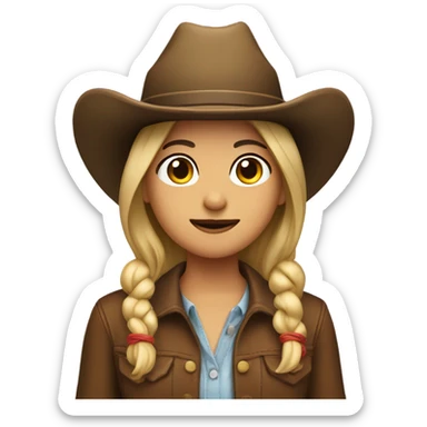 Girl with a mustache and cowboy hat sticker