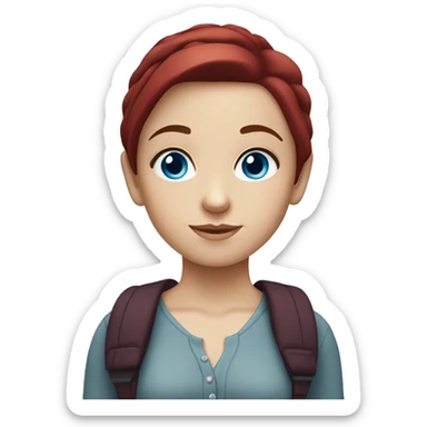 White girl with burgundy hair and blue eyes sticker