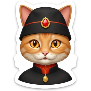 black suited catwith fes hat sticker