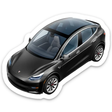 A Tesla Model Y parallel parking in front of a store, from above sticker