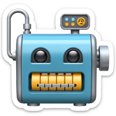 Crea un emoji de una maquina que sea una picadora de plastico sticker