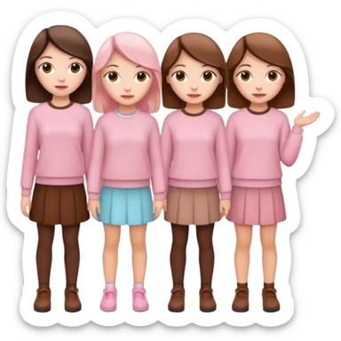 girlfriends with pastel pink and brown clothes sticker