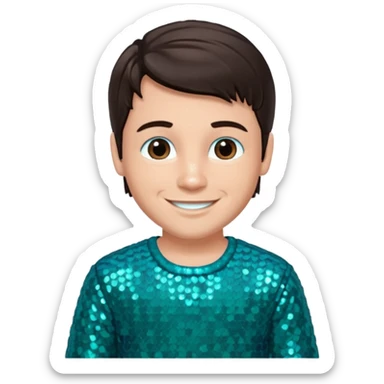 Daniel from The Bible with dark brown hair, teal sequin outfit sticker