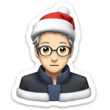 Satoru Gojo from anime with a Christmas hat sticker