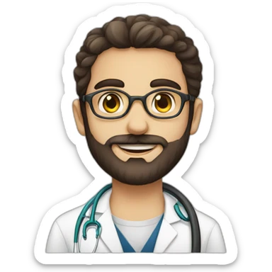 Jewish girl with ophthalmologist tall Arabic boy with beard sticker