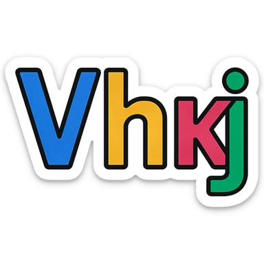 the letters 'Vhkj' in a modern icon style, clean lines, simple and bold, suitable for an app icon sticker
