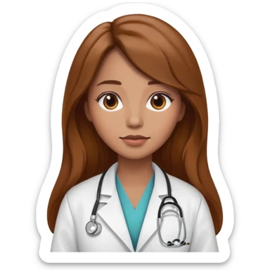 Female brown long hair Doctor sticker