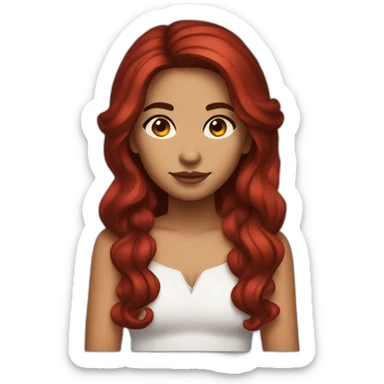mexican girl with medium lenght midnight red hair and black eyes sticker