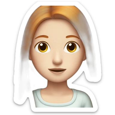 girl with long straight ginger hair and a pale white face and freckles sticker