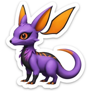 Rare exotic cute epic gothic aesthetic Salandit-Eevee-Noibat-species-Fakemon-hybrid-creature, with markings, full body sticker