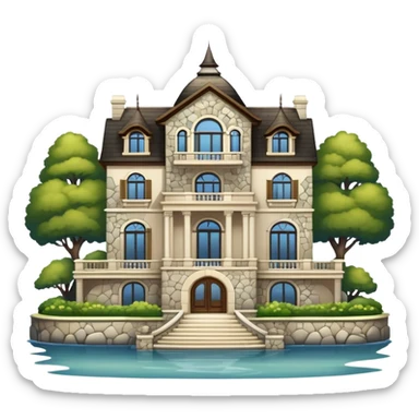 rich lakeside mansion sticker
