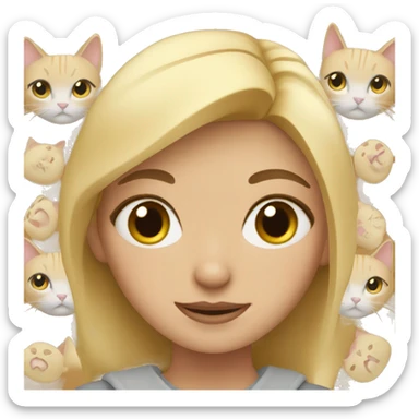 blonde girl with three cats sticker