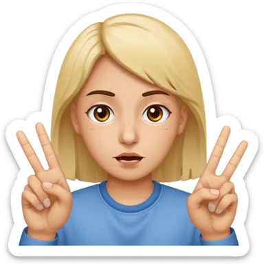 Rolling eyes while throwing up the peace sign sticker