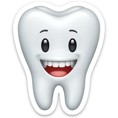 tooth with a gap and braces closing it, positive emoji style sticker