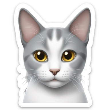 Grey and white cat sticker