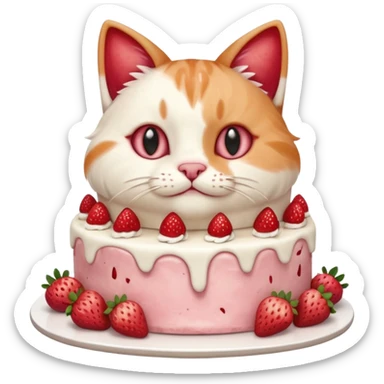 Close-up cinematic shot of a cat tasting strawberry cake, creamy frosting on its paws, dramatic soft lighting, warm tones, ultra detailed fur, shallow depth of field, professional photography style
, sticker