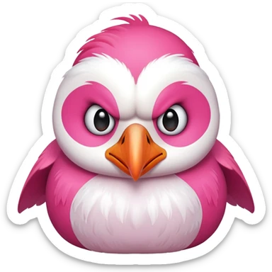 pink puffin angry steam from nose sticker