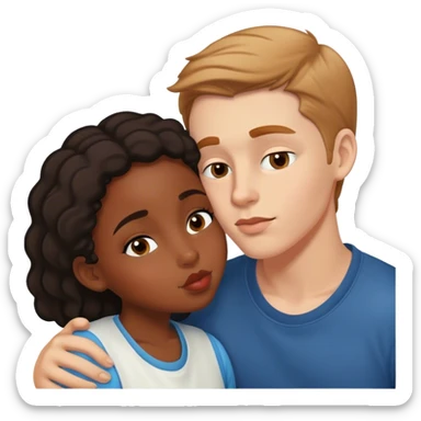 A white boy kissing a black girl during rasism sticker