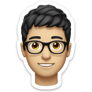 A white-skinned boy with black hair wearing round glasses  sticker