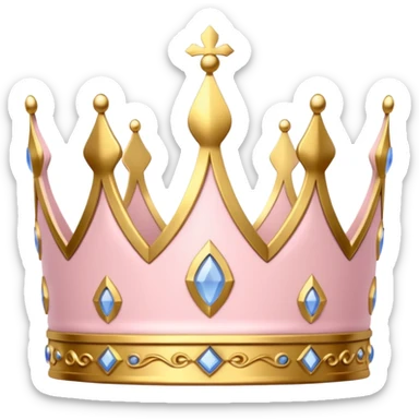 A luxurious light pink crown with golden accents and elegant details, featuring a prominent empty space  sticker