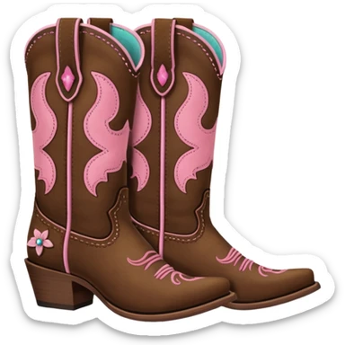 cowgirl boots cute a tiny bit of pink on it sticker