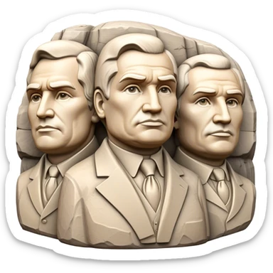 Cinematic Realistic Mount Rushmore Landmark Emoji, showcasing monumental carved presidential faces rendered with crisp textures and dynamic, historical lighting. sticker