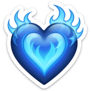 Black heart with blue flems sticker