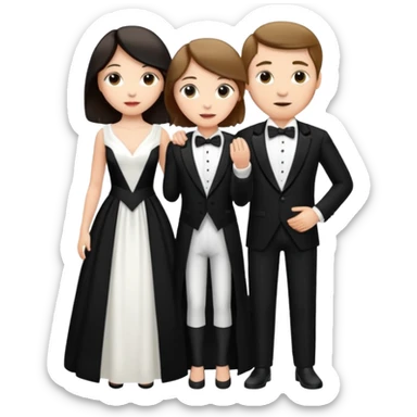 A woman in a white dress and a man in a tuxedo sticker