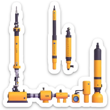Collection of marine geology equipment including gravity corers, CTD sensors, and multi-beam sonar devices sticker