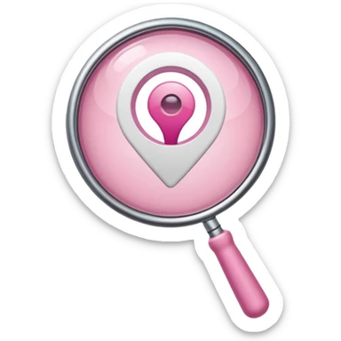 mix light pink dark pink and white girly wifi internet logo with a magnifying glass sticker
