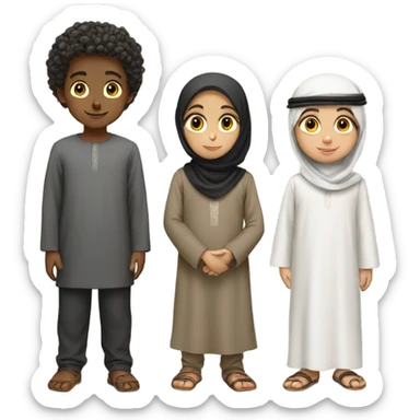 3 arabic children standing together sticker
