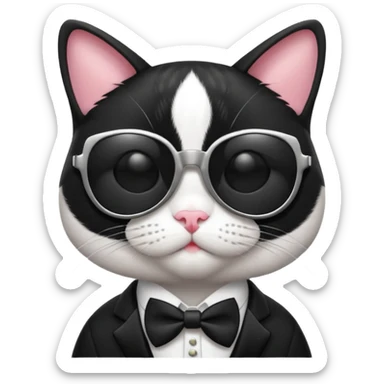 Tuxedo cat wearing sunglasses sticker