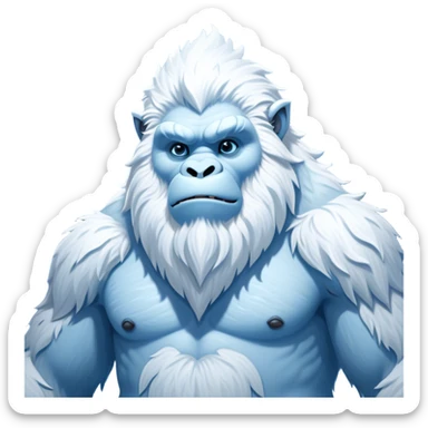 Cinematic Noble Yeti Portrait Emoji, Grand and enigmatic, with a towering, snow-dusted figure in pristine whites and cool blues, exuding ancient, mystical wisdom and stoic majesty, simplified yet exquisitely detailed with frosty textures, glowing with a gentle, icy outline that captures the awe-inspiring presence of a guardian of the frozen wilds! sticker
