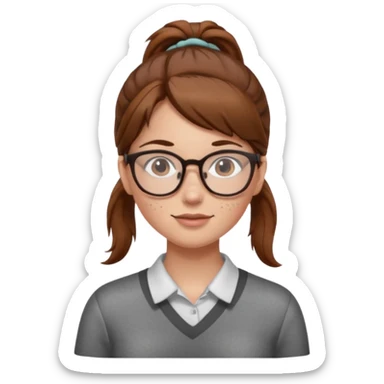 brown haired Ponytail Girl with Glasses sticker