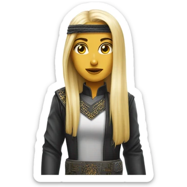 Long blonde hair Arab cyborg sticker