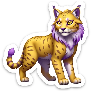 Yellow and purple Electric-type Bobcat-Lynx-Lion-Fakémon full body sticker