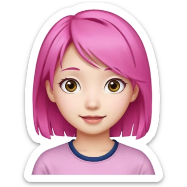 emoji An Asian girl with  pink hair, big eyes,sweet
 sticker