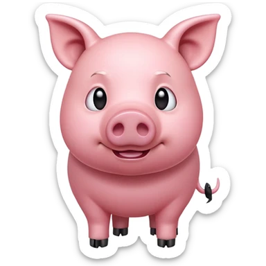 cinematic-[pig]-realistic-full-body-standing-emoji,-tail-flicking-lazily,-head-tilted-dramatically,-sleek-[pink]-skin,-simplified-yet-realistic-focused-features,-highly-detailed,-glowing-with-an-almost-sarcastic-glow sticker