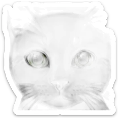 Black white cat with green eyes and whiskers  sticker