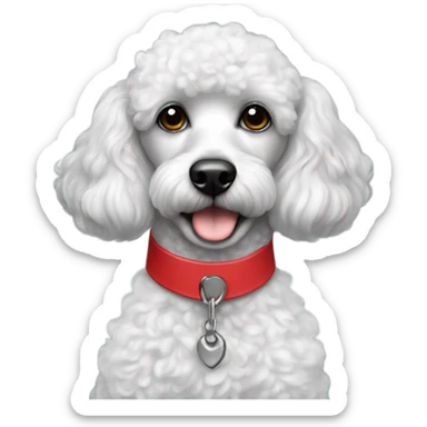 Black poodle red collar little white on chest sticker