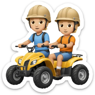 Please make 2 separate young boys both blonde riding four wheelers sticker