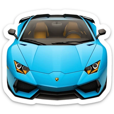 "Create a simple, flat 2D vector emoji of a Lamborghini car in Apple's iOS emoji style. The car should have solid colors, clean lines, no gradients or 3D effects. Use basic shapes with smooth curves, a white background, and position the car side-on, similar to Apple's car emoji design."
 sticker
