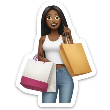 white influencer taking selfie with a shopping bag sticker