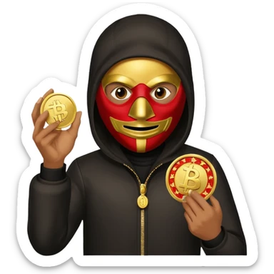Robber emoji holding a 💰 wearing a mask that is made of robber suit without showing his hand the 💰 need to be in the left sticker