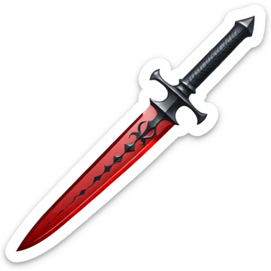 iOS emoji, dark fantasy dagger, obsidian blade, runes, blood drop, clean render, minimalism sticker
