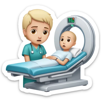 persona espantada esperando en el hospital sus resultados de tomografía.

 sticker