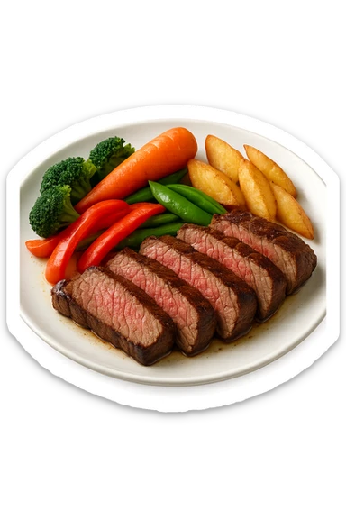 Manzo con verdure su un piatto sticker