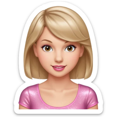 Taylor Swift smile in a sparkling pink top sticker